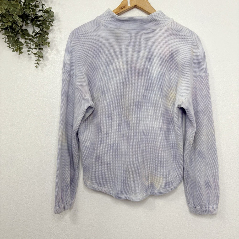 Madewell MWL Pullover Sweatshirt Women's Size S Purple  Tan White Waffle Knit - Picture 5 of 5